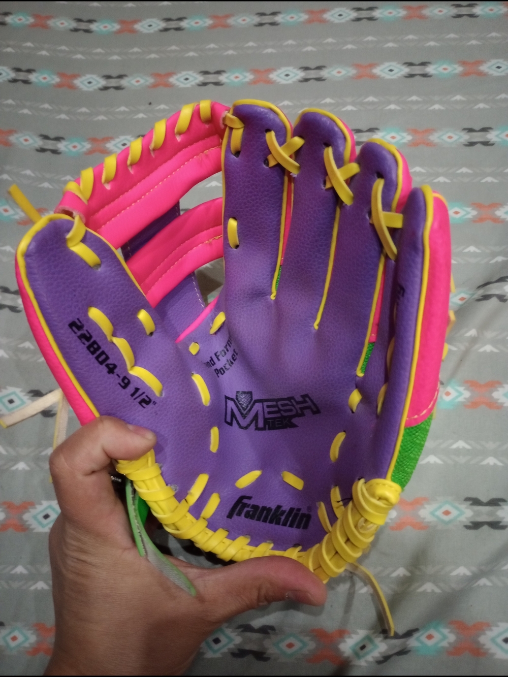 Franklin Kids Purple & Pink Baseball Glove - Youth Mesh Tek